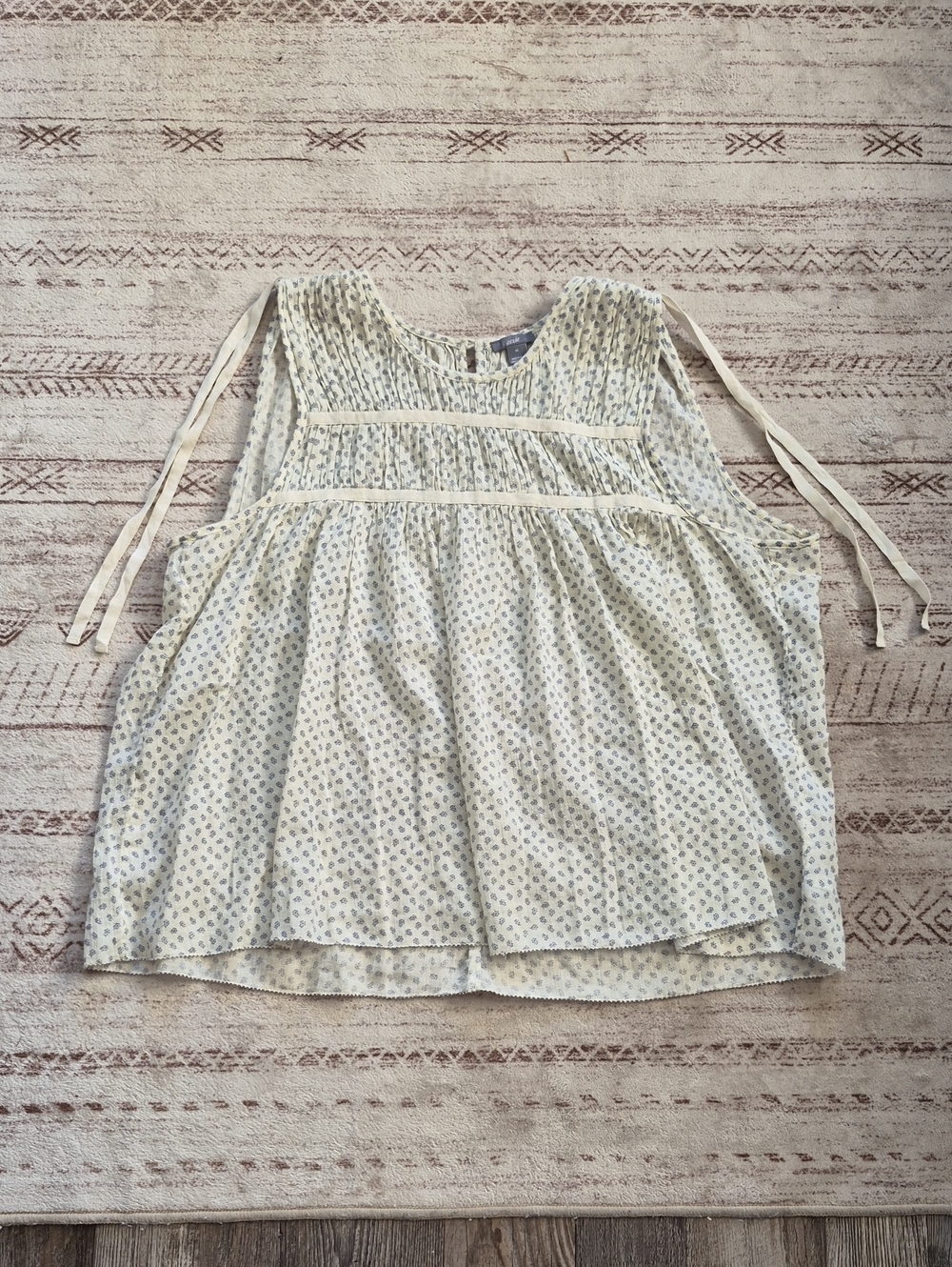aerie Light Cream Dress with Blue Floral Print